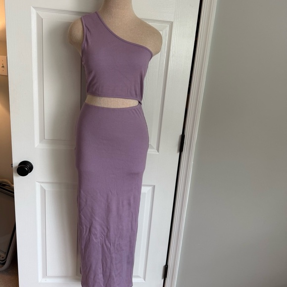 Lulu's Lavender One-shoulder Ribbed Dress L - Picture 2 of 10